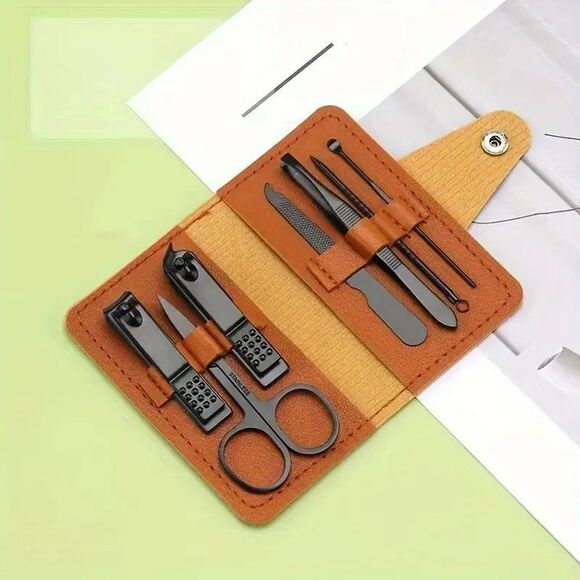 New 7 Pc Pedicure Manicure Set Nail Clipper Cleaner Unisex Kit Case Tools Travel - Picture 5 of 7